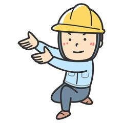 片膝をつく作業員のイラスト