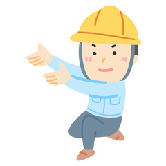 片膝をつく作業員の塗りイラスト