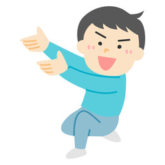 片膝をつく男性の塗りイラスト