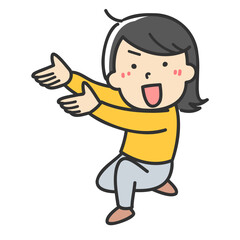 片膝をつく女性イラスト