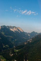 Alpine scenery in the Kufstein area in Austria seen from a small plane