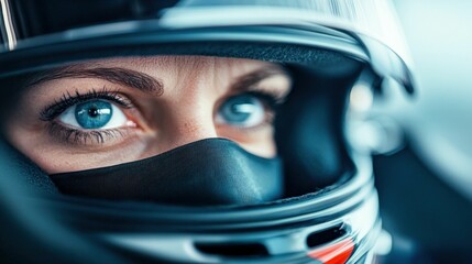 Motorcycle Rider in Red Helmet Close-Up