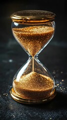 Golden Hourglass with Glittering Sand