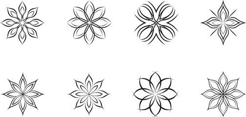 Obraz premium Eight Black and White Floral Designs