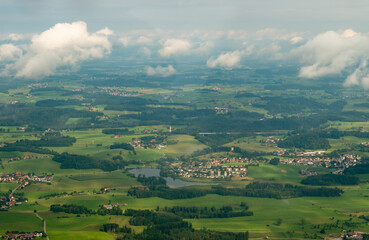 Landscape in south Germany seen from a small plane