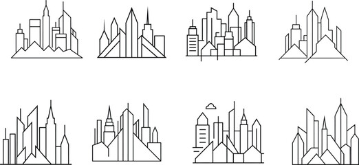 Obraz premium Modern City Skyline Illustrations in Minimalist Line Art