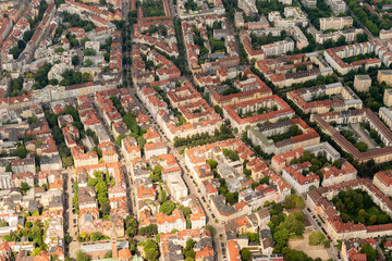 Munich city center in Germany seen from a small plane