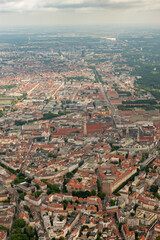 Munich city center in Germany seen from a small plane