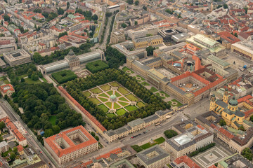 Obraz premium Hofgarten in Munich in Germany seen from a small plane