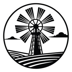 windmill silhouette vector