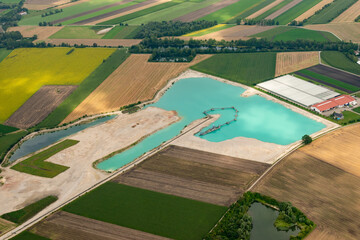 Ore mine near Munich in Germany seen from a small plane