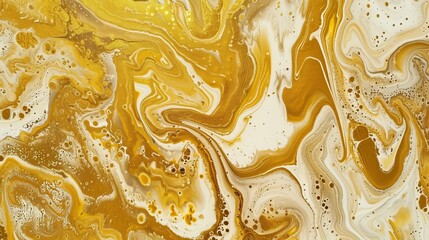 Abstract golden fluid art marble paint texture background
