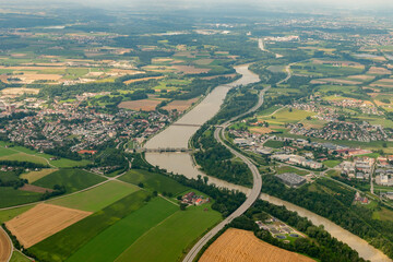 Neuoetting in Germany seen from a small plane