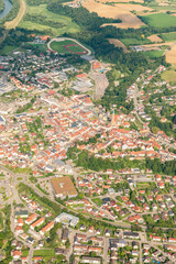 Dingolfing in Bavaria in Germany seen from a small plane