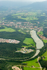 Bad Toelz in Germany seen from a small plane