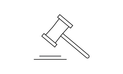 Auction icon, auction hammer icon, court tribunal symbol, auction vector.