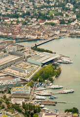 Obraz premium Luzern city in Switzerland seen from a small plane