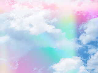 beauty sweet pastel pink and blue colorful with fluffy clouds on sky. multi color rainbow image. abstract fantasy growing light