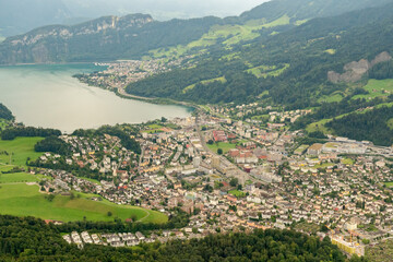 Fototapeta premium Horw in Switzerland seen from a small plane