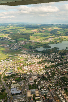 Sursee in Switzerland seen from a small plane
