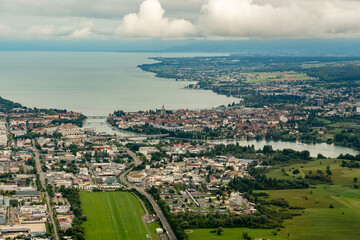 Konstanz in Germany seen from a small plane