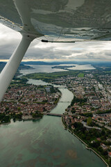 Konstanz in Germany seen from a small plane