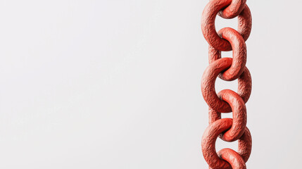 Obraz premium Red metal chain isolated on a white background.