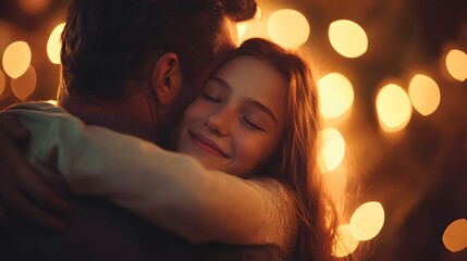 A warm embrace shared by family members under soft lighting capturing their connection and love