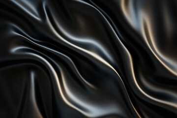 Fototapeta premium Black smooth satin velvet wave background