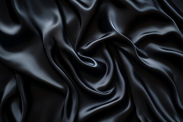 Fototapeta premium Black smooth satin wave background