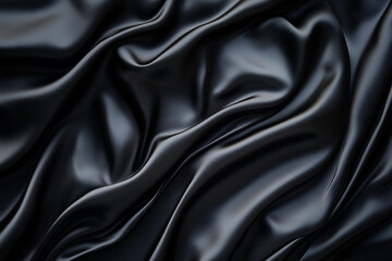 Fototapeta premium Black smooth satin wave background