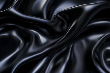 Fototapeta premium Black smooth satin wave background