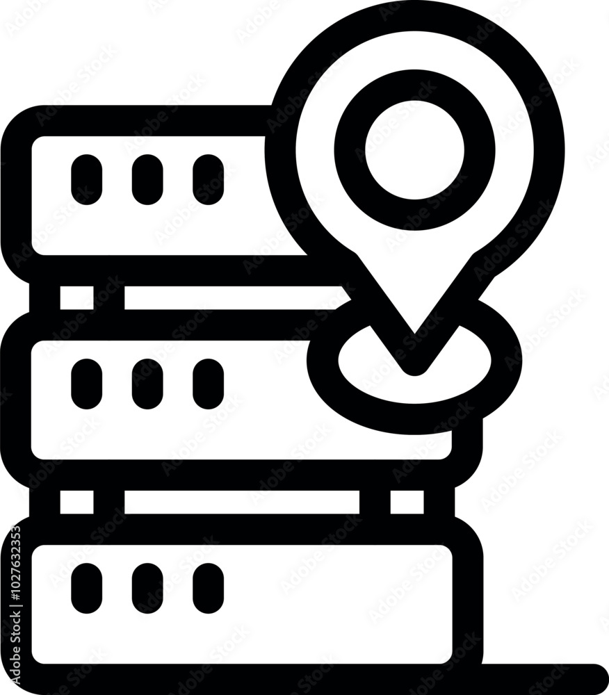 Poster simple vector icon representing the concept of server location, useful for websites and apps