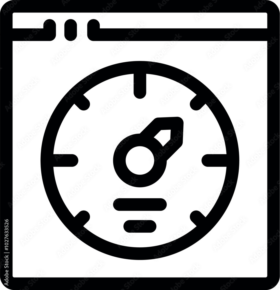 Aufkleber simple icon depicting a website loading speed test with a speedometer gauge indicating fast performa