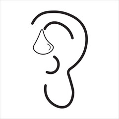 ear with medicinal fluid