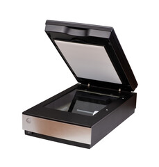 A flatbed scanner isolated on white background