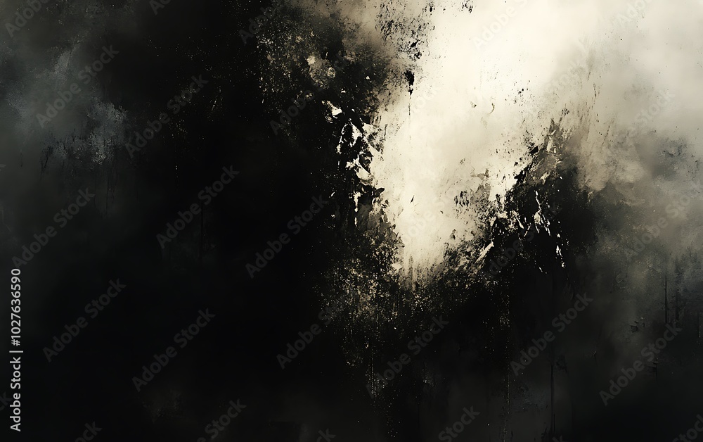 Aufkleber A dramatic abstract design featuring a mix of dark tones and light splashes, creating a sense of depth and movement.