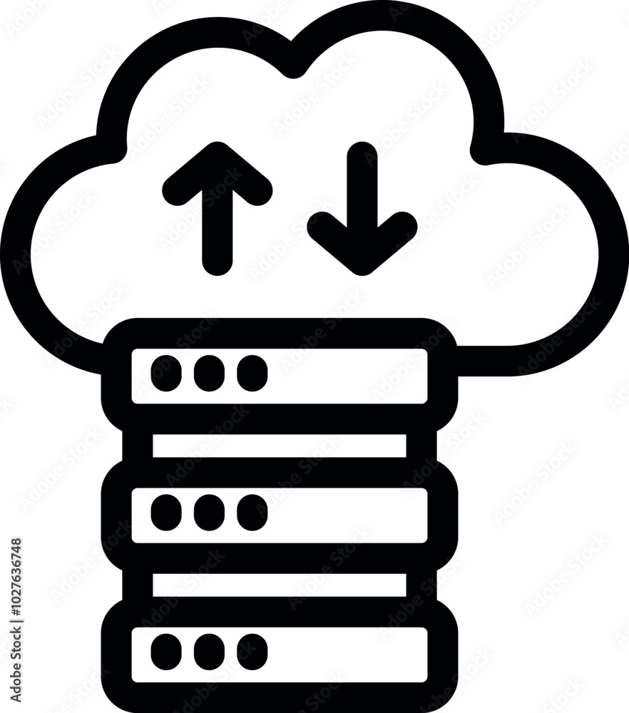 Poster simple vector icon representing the concept of cloud computing data storage upload download