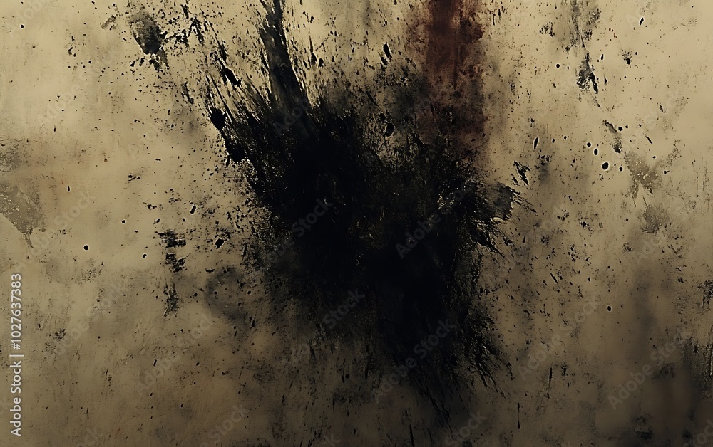 Poster an abstract image featuring dark, chaotic streaks against a muted background, suggesting emotion and