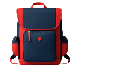 red backpack isolated on white