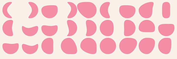 Modern liquid irregular blob shape abstract elements graphic flat style design fluid vector illustration set.