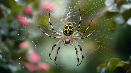 34. A whimsical spider spinning a web in a garden