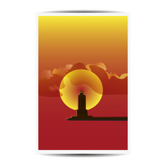 Illustration of a building with sunlight