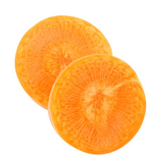 Carrot slices isolated on white background