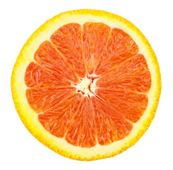 Slice of fresh orange isolated on white background
