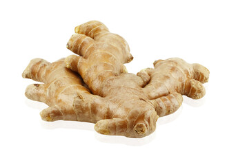 fresh ginger isolated on white background.
