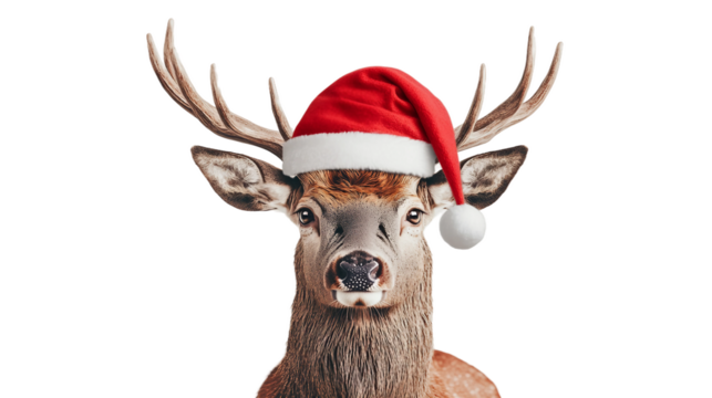 Charming Reindeer Wearing a Santa Hat Spreading Holiday Cheer and Festive Spirit