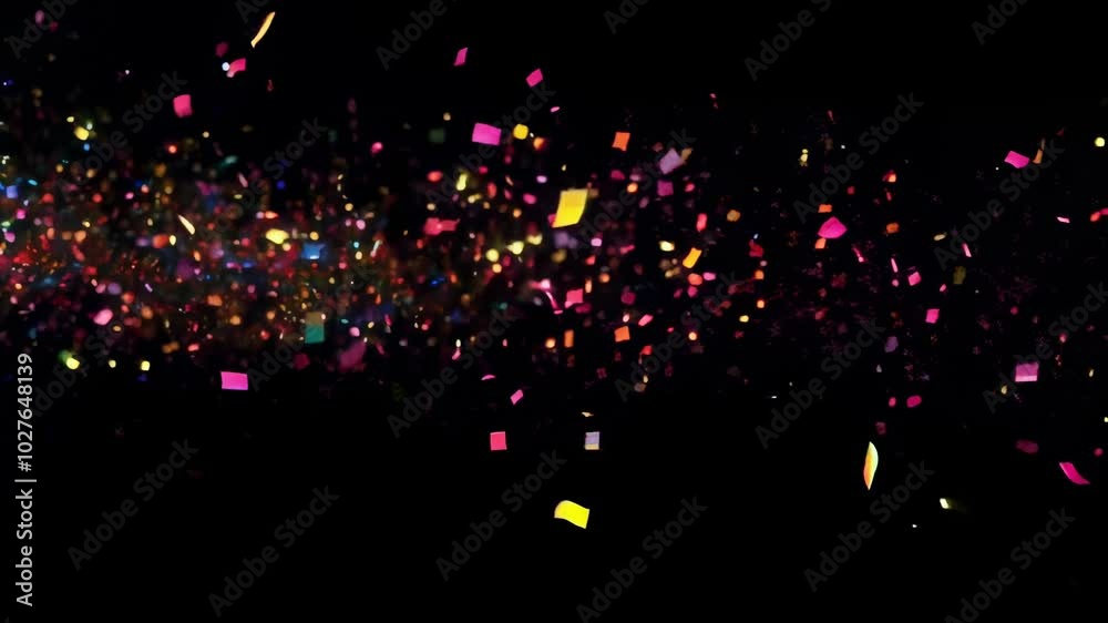 Aufkleber colorful confetti explodes against a black backdrop, capturing the energy of a celebration. swirling