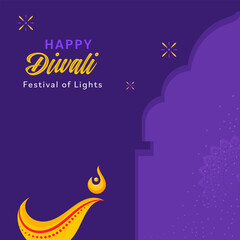 Indian festival Happy Diwali with Diwali props, holiday Background, Diwali celebration greeting card, vector illustration design