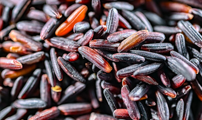 Close-up of black rice or purple rice